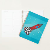 Retro rode raket in de galactische ruimte planner (Display)