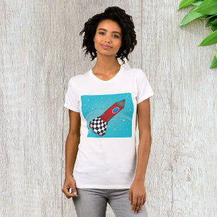 Retro Rode Raket Ruimteschip in de Galactische Rui T-shirt