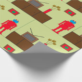Retro Rode Robot Mid-Century Modern Minimalistisch Cadeaupapier