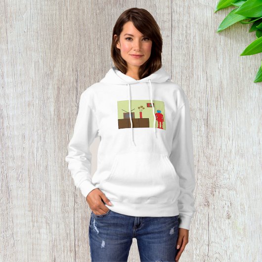 Retro Rode Robot Midden-Jaren Vijftig Modern Minim Hoodie