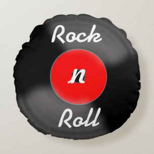 Retro Rode Rock-'n-Roll Vinyl Plaid Kussen