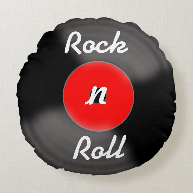 Retro Rode Rock-'n-Roll Vinyl Plaid Kussen (Voorkant)