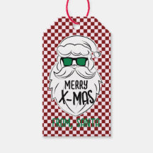 Retro Rode Roze Geruite Kerstman Kerstmis 