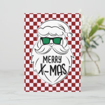 Retro Rode Roze Geruite Kerstman Kerstmis 