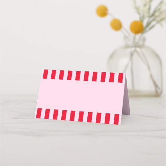 Retro Rode & Roze Strepen Bruiloft Uitnodiging Naa (Voorkant)