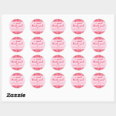Retro Rode & Roze Trouwfeest Bedankje Favor Ronde Sticker (Vel)