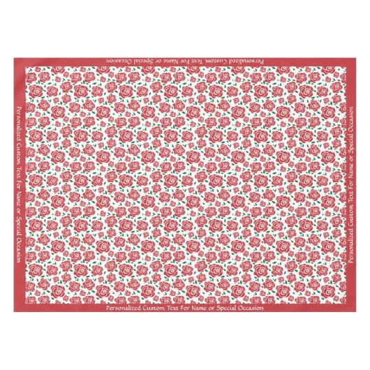 Retro  rode rozen Groene bladeren Gepersonaliseerd Tafelkleed (Voorkant (Horizontaal))