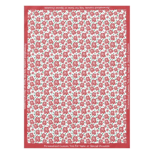 Retro  rode rozen Groene bladeren Gepersonaliseerd Tafelkleed (Voorkant)