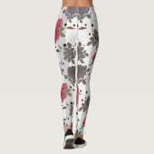 Retro rode rozen naadloze patroonwrijvingsstip leggings (Achterkant)
