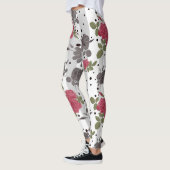 Retro rode rozen naadloze patroonwrijvingsstip leggings (Links)