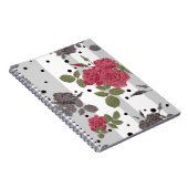 Retro  rode rozen naadloze patroonwrijvingsstip notitieboek (Rechterzijde)