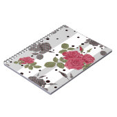 Retro  rode rozen naadloze patroonwrijvingsstip notitieboek (Linkerzijde)