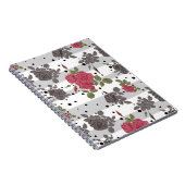 Retro rode rozen naadloze patroonwrijvingsstip notitieboek (Rechterzijde)