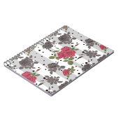 Retro rode rozen naadloze patroonwrijvingsstip notitieboek (Linkerzijde)