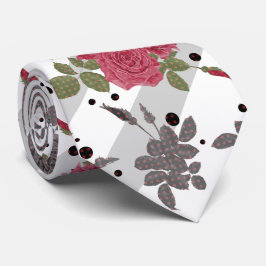 Retro  rode rozen naadloze patroonwrijvingsstip stropdas