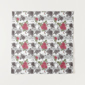 Retro rode rozen naadloze patroonwrijvingsstip wandkleed (Voorkant (horizontaal))