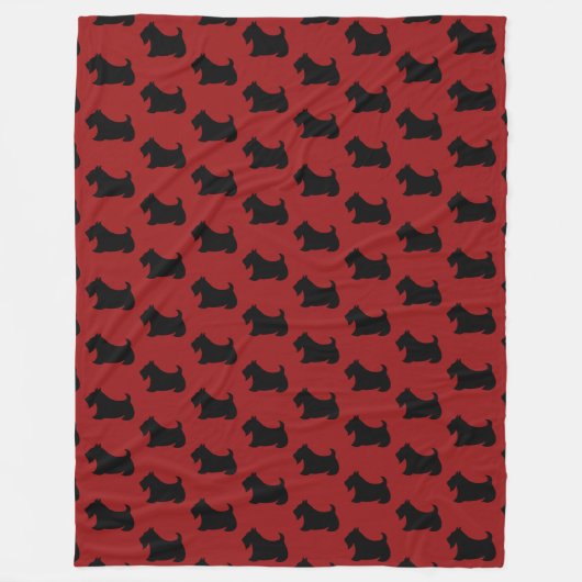 Retro rode Schotse Terrier fleece deken (Voorkant)