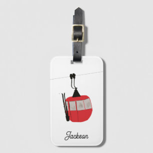 Retro rode ski gondel lift gepersonaliseerd bagagelabel