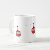 Retro rode ski gondel lift gepersonaliseerd koffiemok (Voorkant links)