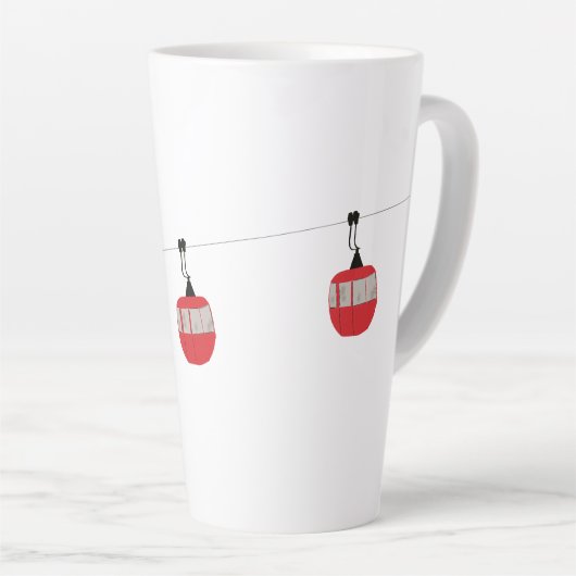 Retro rode ski gondel lift gepersonaliseerd latte mok (Rechterhoek)