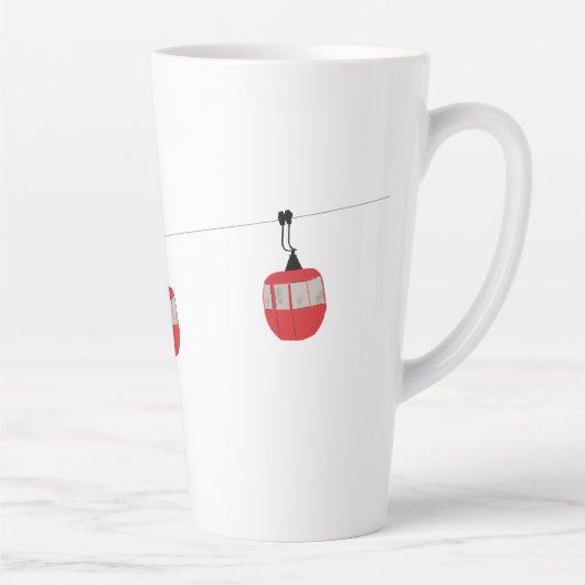 Retro rode ski gondel lift gepersonaliseerd latte mok (Rechts)
