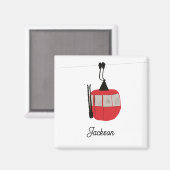 Retro rode ski gondel lift gepersonaliseerd magneet (Voorkant / Achterkant)