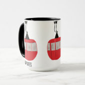 Retro rode ski gondel lift gepersonaliseerd mok (Voorkant links)