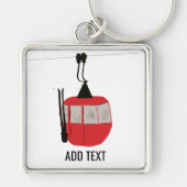 Retro rode ski gondel lift gepersonaliseerd sleutelhanger (Voorkant)