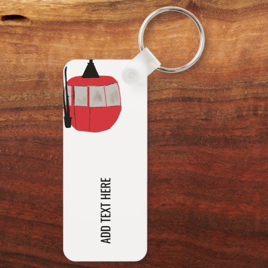 Retro rode ski gondel lift gepersonaliseerd sleutelhanger (Achterkant)