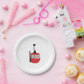 Retro rode ski gondel liftskiërs papieren bordje (Feest)