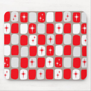 Retro Rode Starbursts Mousepad Muismat