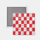 Retro rode Starbursts vierkante magneet (Voorkant / Achterkant)