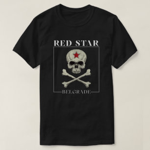 Retro Rode Ster Belgrado Fan Schedel T-shirt