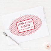 Retro Rode Strepen Bakkerij Bedrijf Ovale Sticker (Envelop)