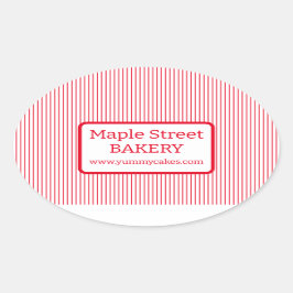 Retro Rode Strepen Bakkerij Bedrijf Ovale Sticker