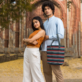 Retro rode strepen Canvas tas