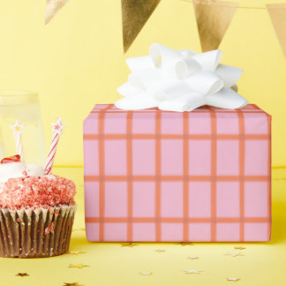 Retro rode strepen op roze cadeaupapier