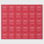 Retro rode strik kerstcadeaupapier cadeaupapier (Vlak)