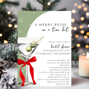 Retro Rode Strik Martini Kerst Bruidsdouche Kaart
