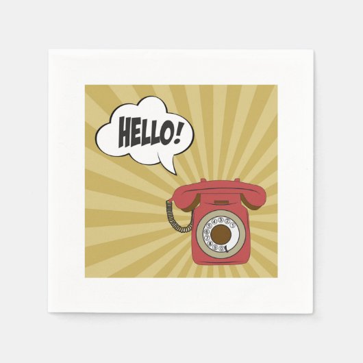 Retro rode telefoon papieren servetten (Voorkant)