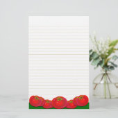 Retro rode tomaten gevoerd briefpapier (Staand voorkant)