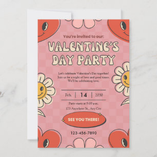 Retro Rode Valentijnsdag Feest Uitnodiging