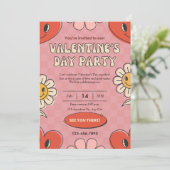 Retro Rode Valentijnsdag Uitnodiging (Staand voorkant)