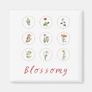 Retro Rode Vintage Hibiscus Blossom Collage Design Magneet