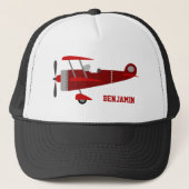 Retro rode vintage vliegtuig kinderen trucker pet (Voorkant)