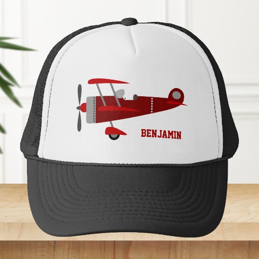 Retro rode vintage vliegtuig kinderen trucker pet
