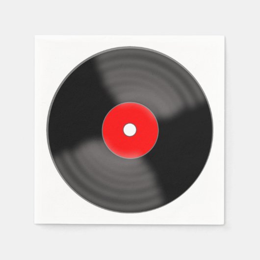 Retro rode vinylplaat feestservetten servetten (Voorkant)