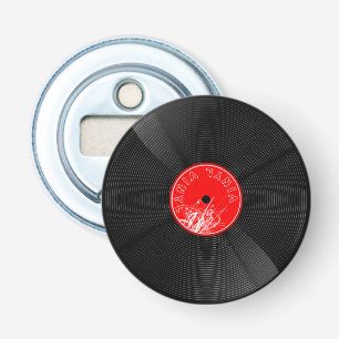 Retro rode vinylplaat flesopener button flesopener