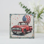 Retro Rode Vrachtwagen Bliss:  glorie Feestdagenkaart (Staand voorkant)