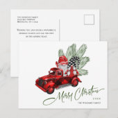 Retro Rode Vrachtwagen Gnomen Kerstmis Vakantie Gr Briefkaart (Voorkant / Achterkant)